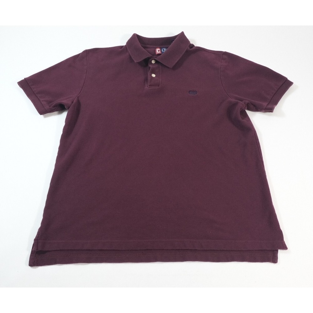 Chaps Polo Shirt Mens Large Burgundy Solid Pique Short Sleeve Logo Casual Top